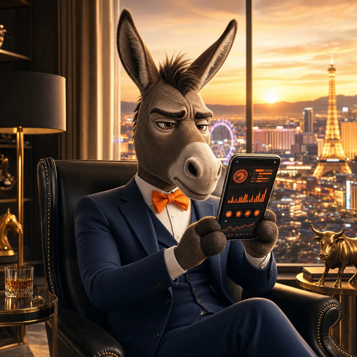 The badass.bet donkey testing a crypto casino app on a phone